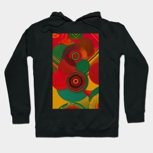 Abstract Circles Red Gold Green Hoodie